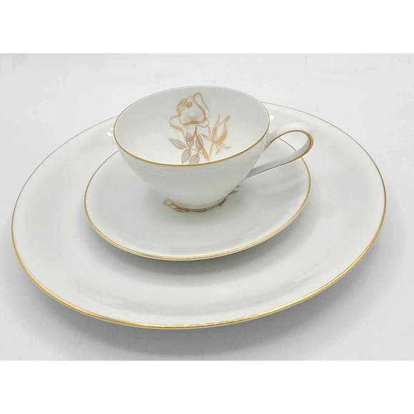 Vintage KPM Krister China Germany Gold Rose Design. 3-Piece Set. - Picture 11 of 12